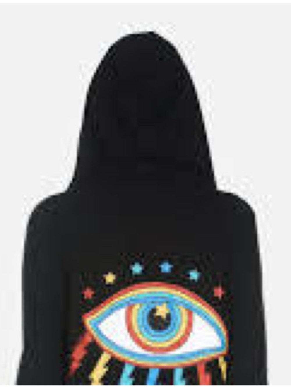 Black Hoodie with Colorful Eye Graphic